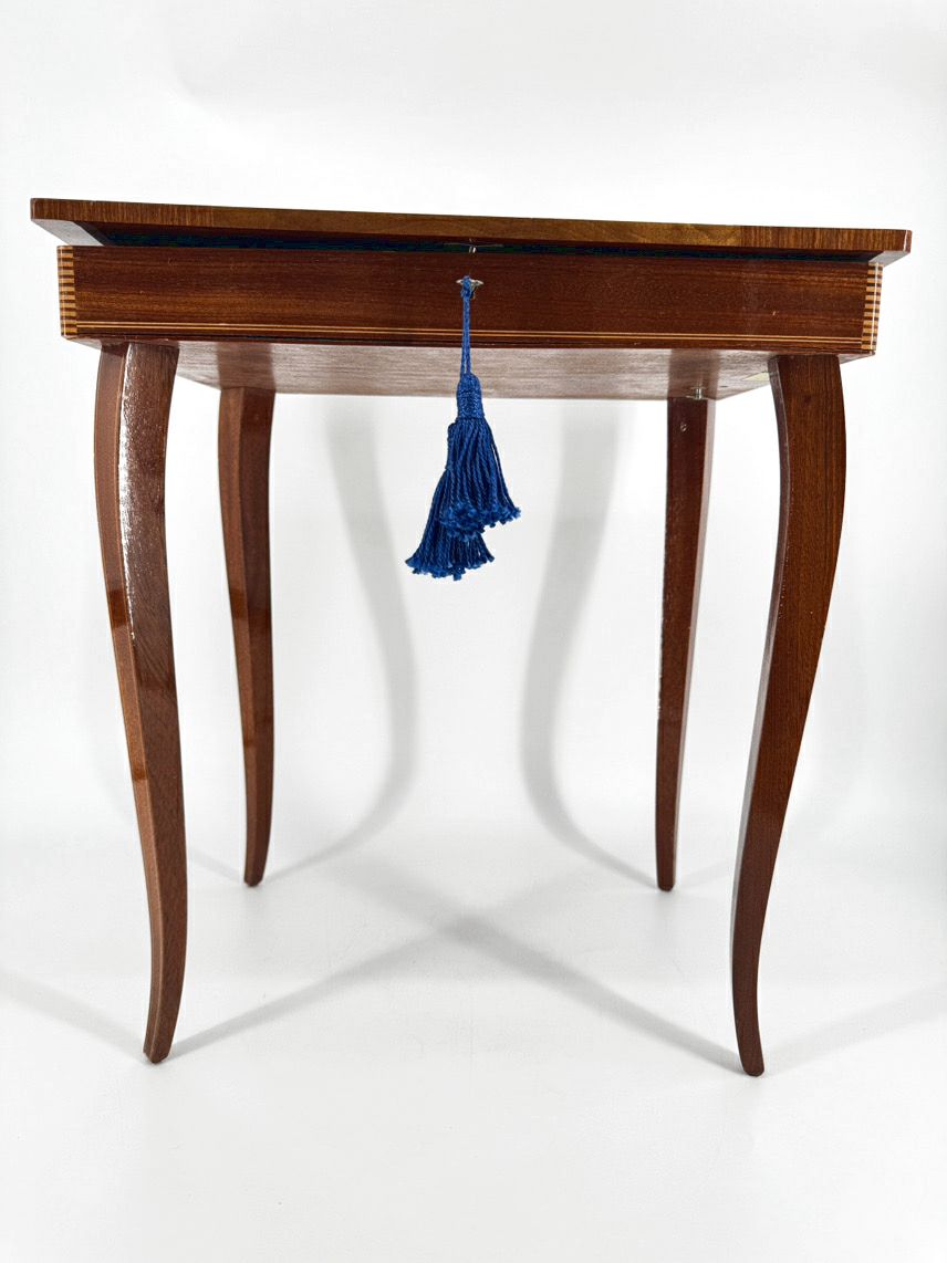 Wood Marquetry Music Box Side Table