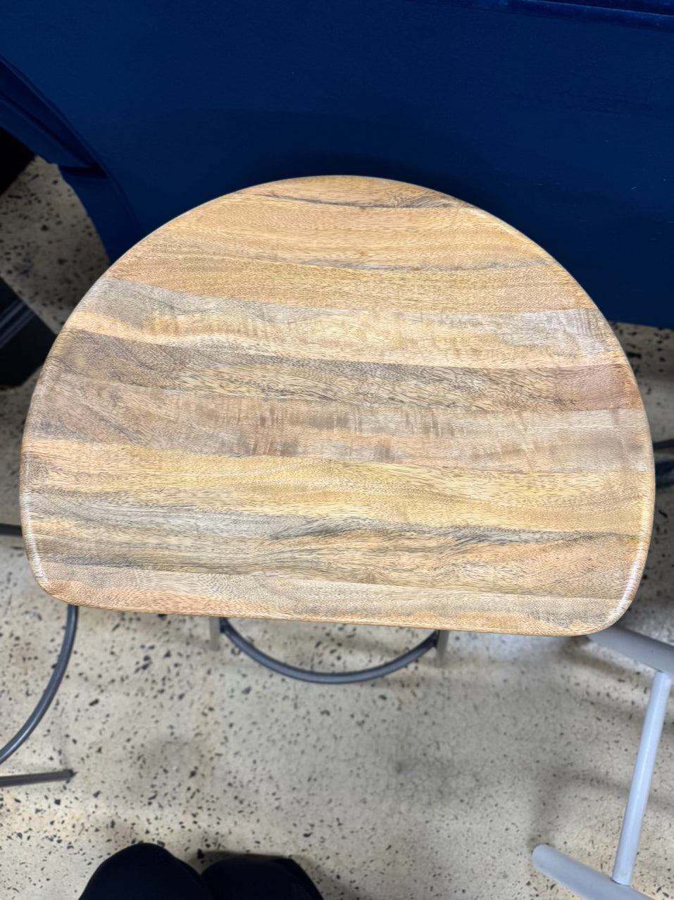 WEST ELM Natural Wood & Gray Steel Counter Stool