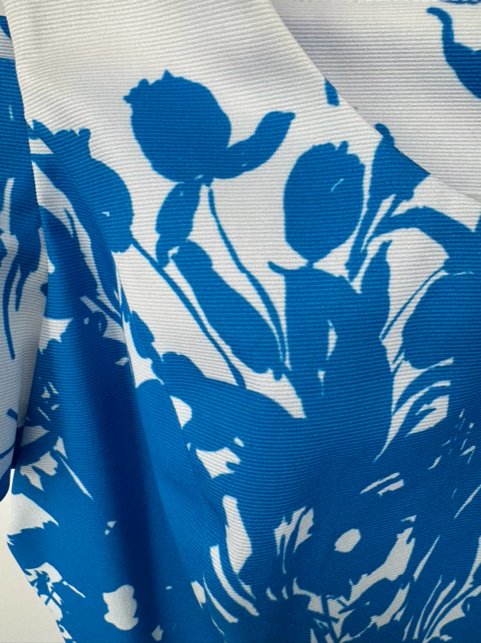 BIGIO Size 12 White & Blue Floral Sleeveless Dress