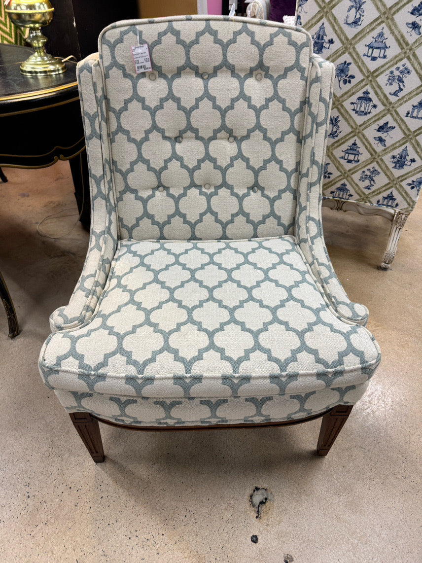 Aqua & Cream Geometric Chair