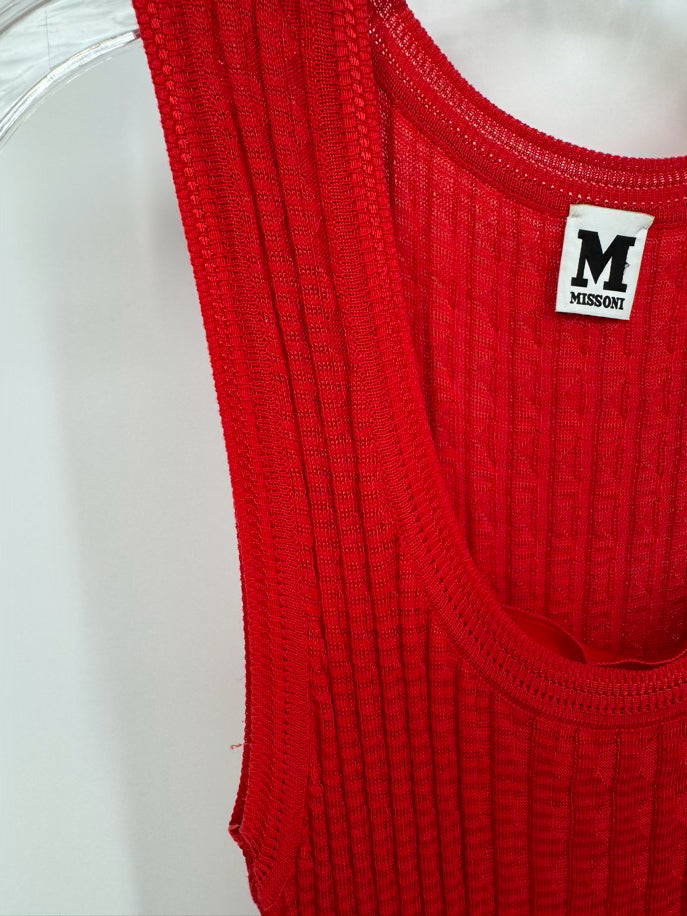 MISSONI Size 46 Fire Knit Sleeveless Dress w/ Slip