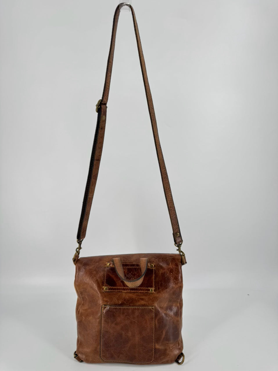 PATRICIA NASH Cognac Leather Backpack w/ Convertible Straps