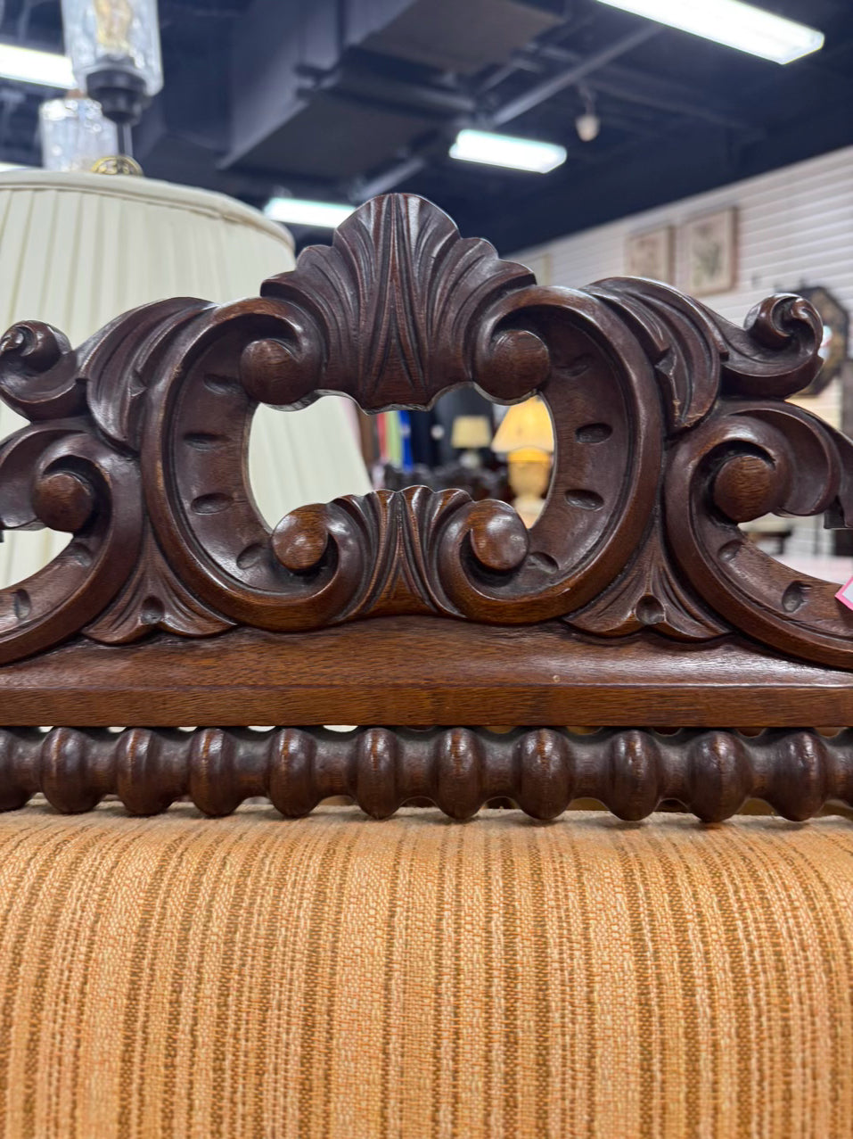 Wood & Salmon Upholstered English Bobbin Chair