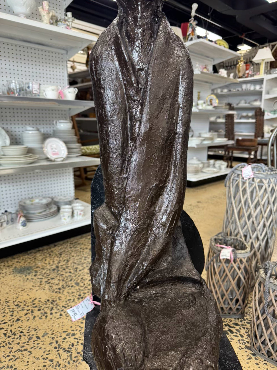 Brown Molded Plastic Woman in Chair Figure
