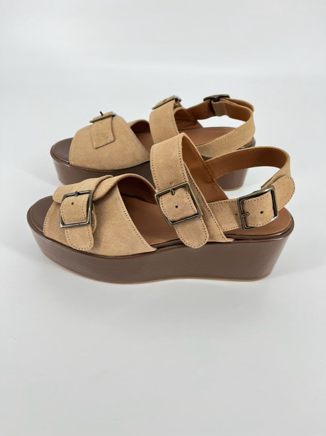 Caron Callahan Size WMNS 39.5 Camel Suede Wedge