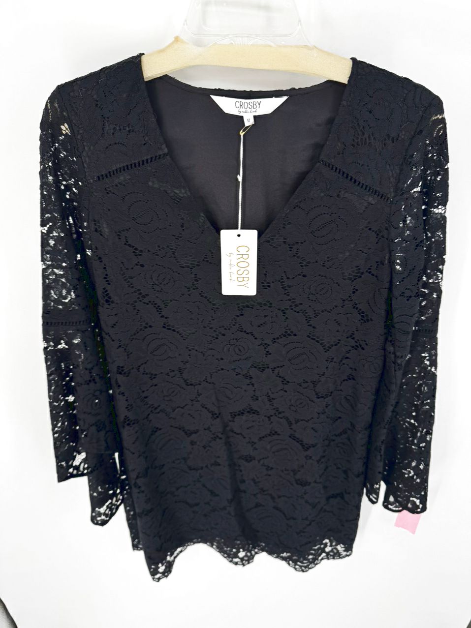 CROSBY BY MOLLIE BURCH Size M Black Lace Haley Dress NWT