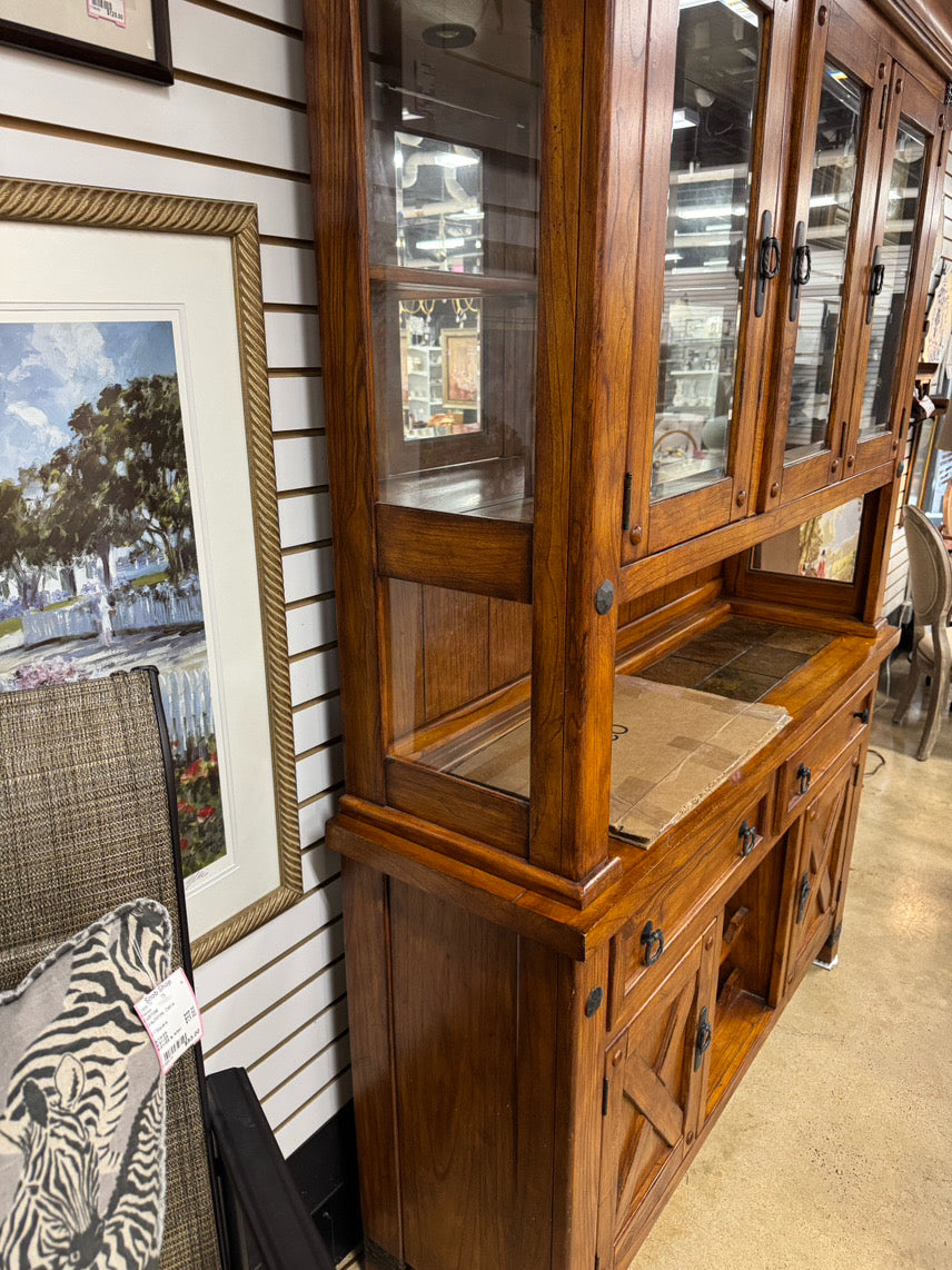 Wood 2-Piece Mirrored China Cabinet