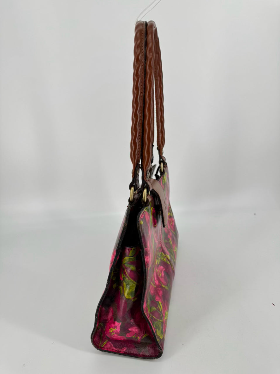 PATRICIA NASH Pink & Green Leather Floral Purse