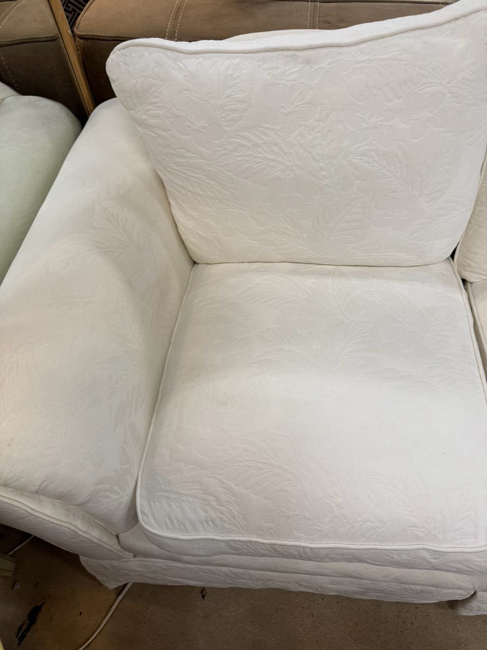 White 3-Cusion Quilted Sofa