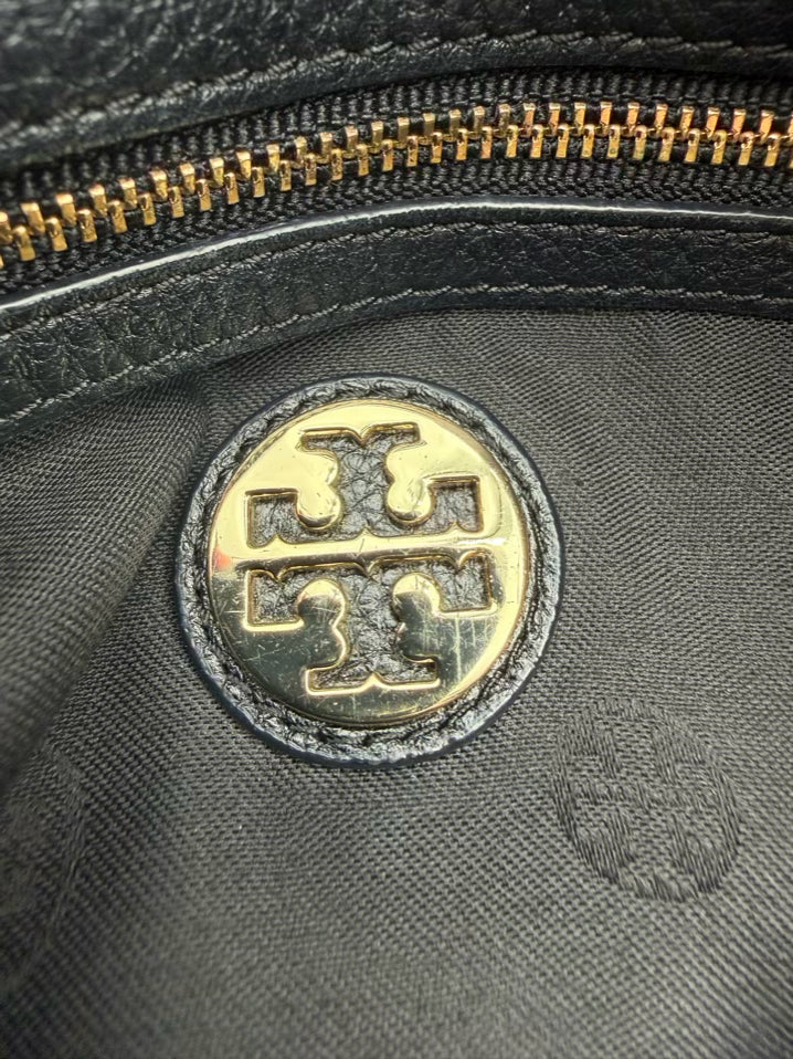 TORY BURCH Black Leather Monogram Purse