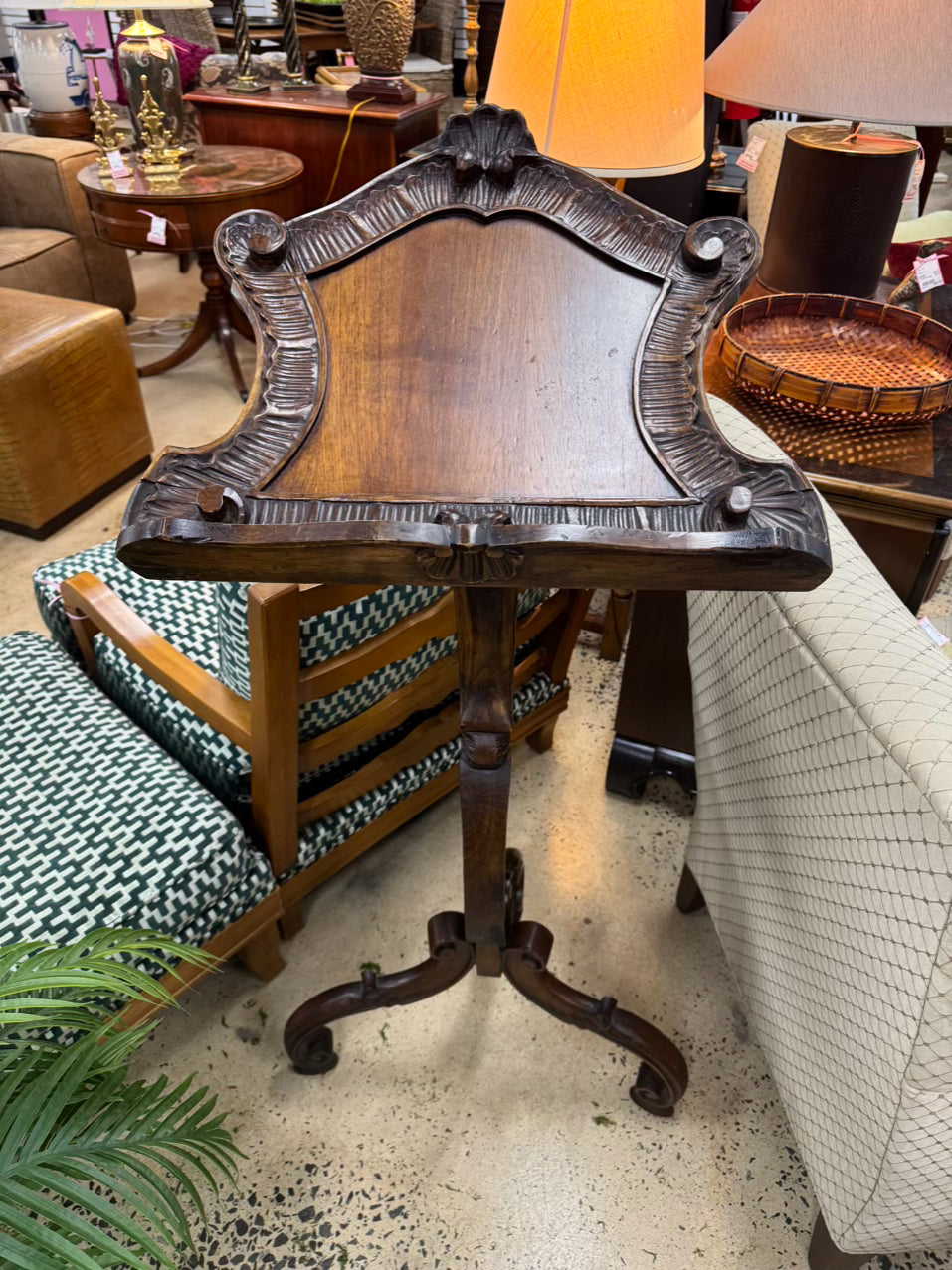 Carved Wood Music Stand
