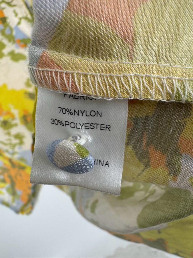 ABBEYGLASS Size 2XL Yellow & Green Foliage Print Effie Blouse NWT