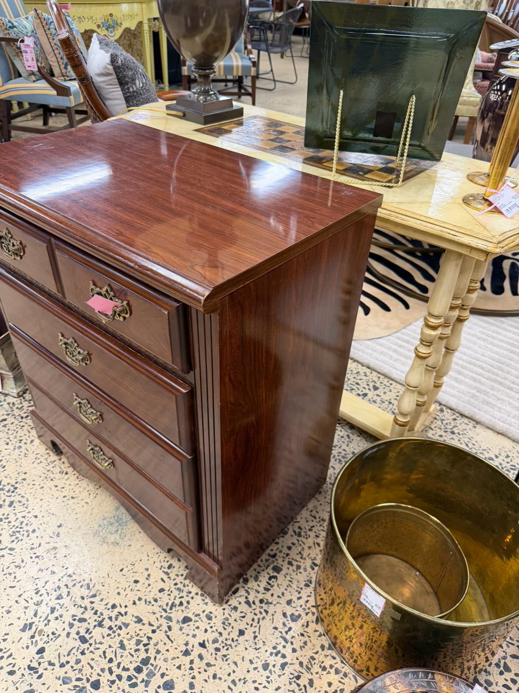 Dark Brown Wood 3 Drawer Chest