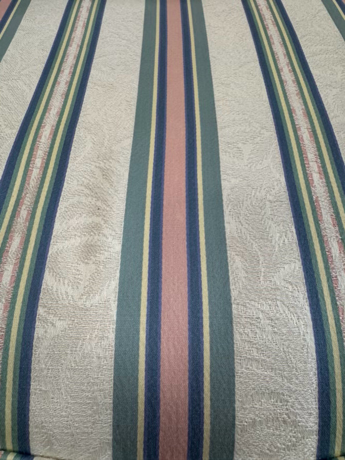 VANGUARD Cream, Blue & Pink Stripe Pair of Club Chairs