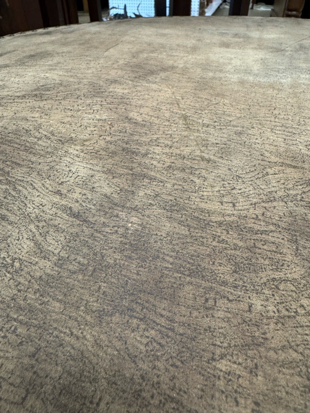 ROUND Cork-Look Fabric light tan Ottoman