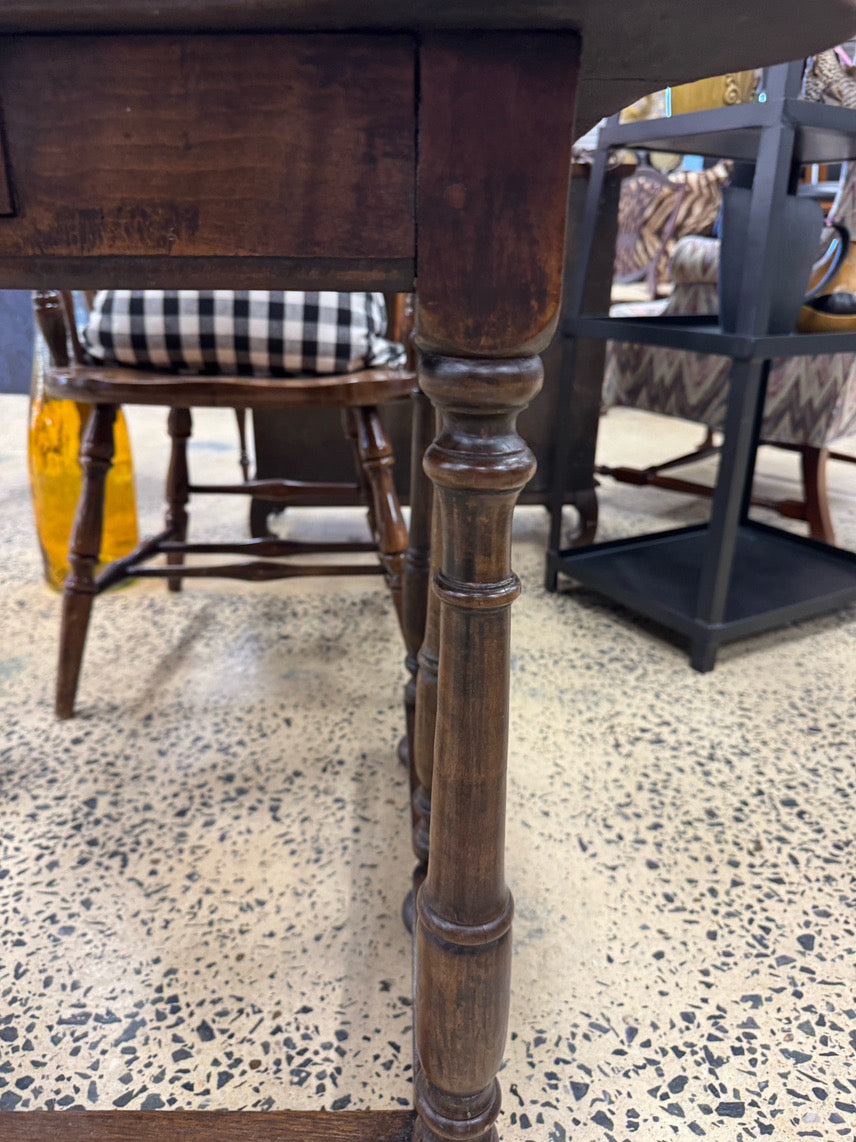 ANTIQUE Dark English Oak Folding Game Table