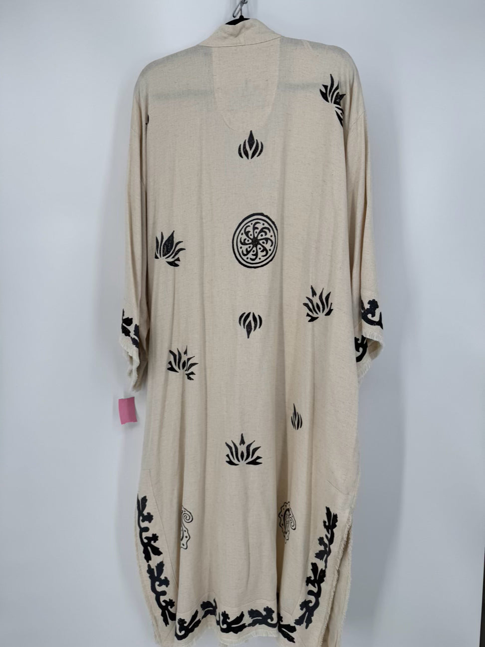 IKIKIZ Size O/S Beige Tassel Wood Block Print Robe NWT