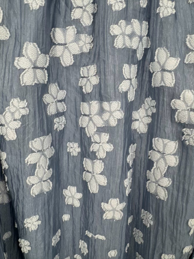 ABBEYGLASS Size XL Slate Blue Textured Floral Sleeveless Belted Betty Dress NWT