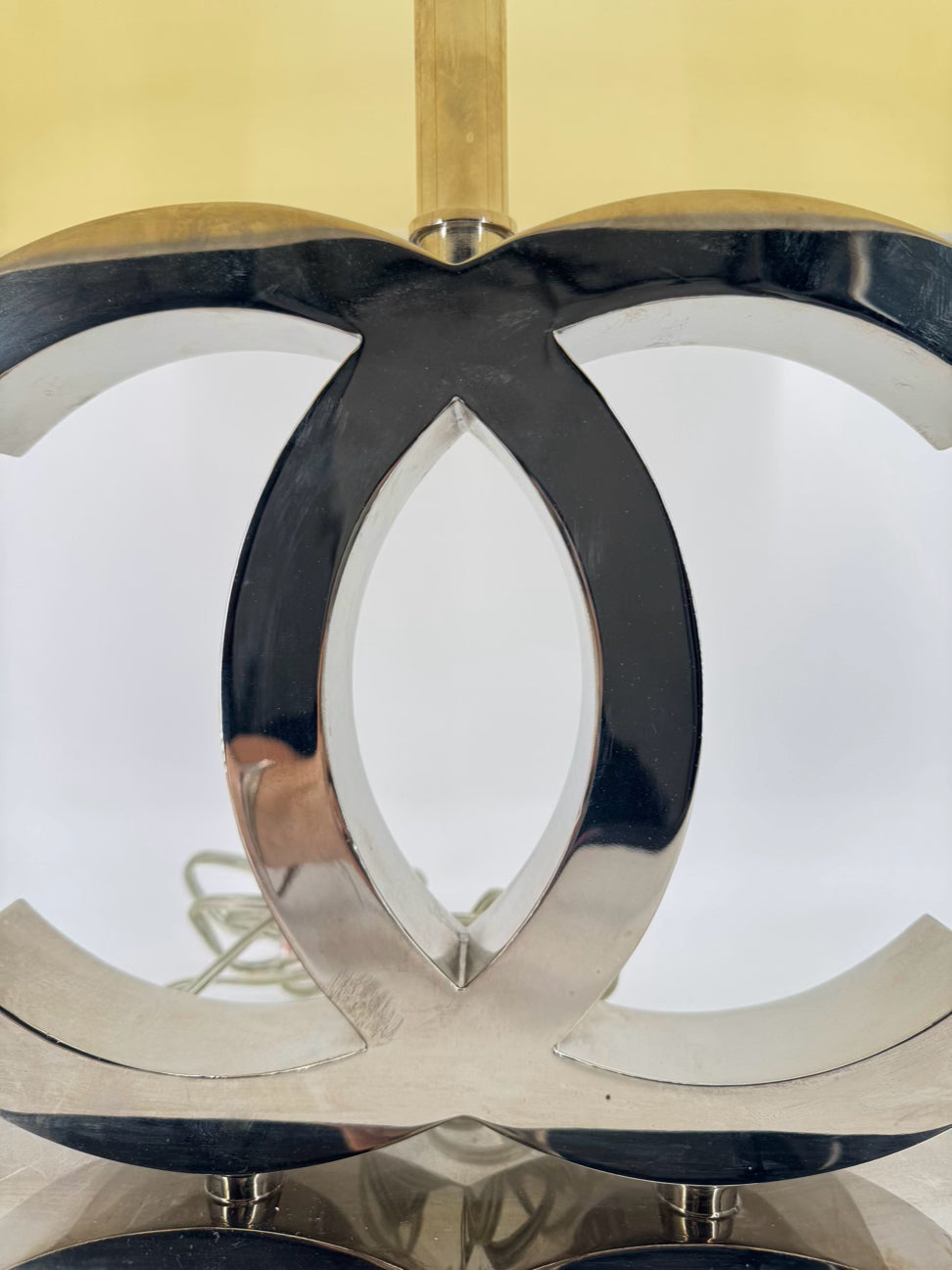 Silver Metal Interlocking CC Lamp