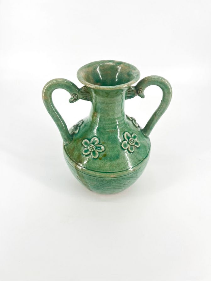 Celadon Embossed Flower Dragon-Shaped Handles Jug