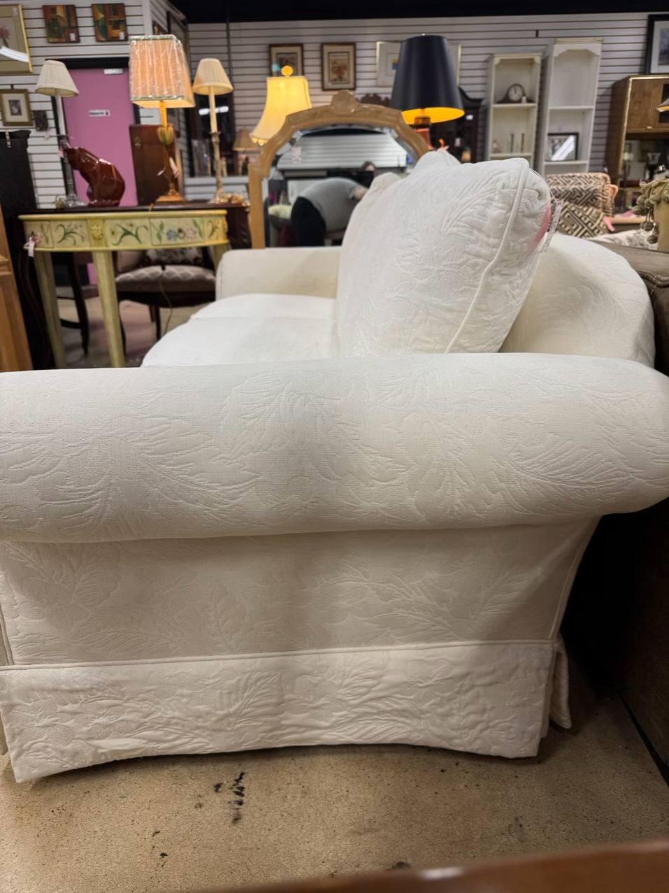 White 3-Cusion Quilted Sofa