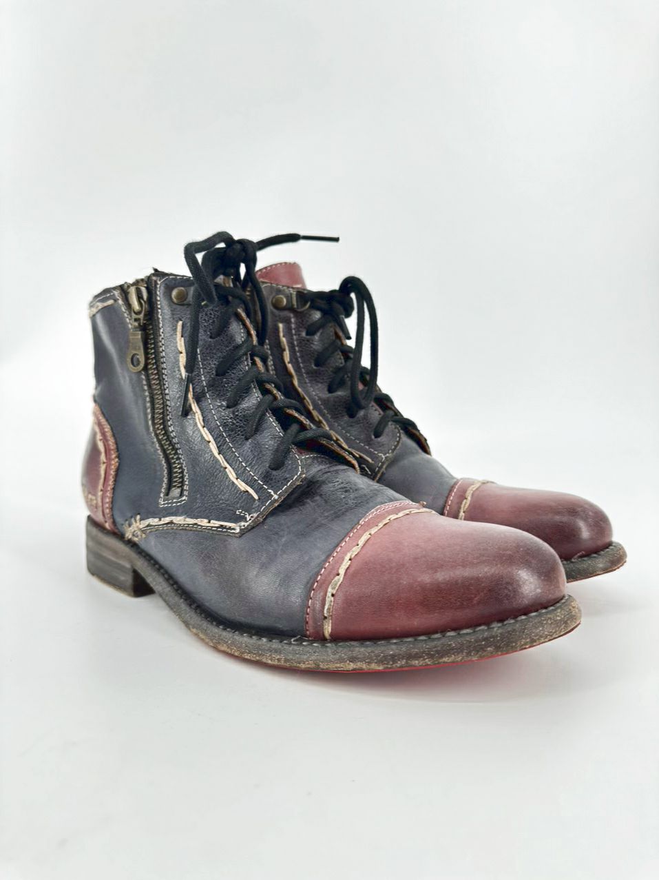 BED STU Size 9.5 Patchwork Leather Boots