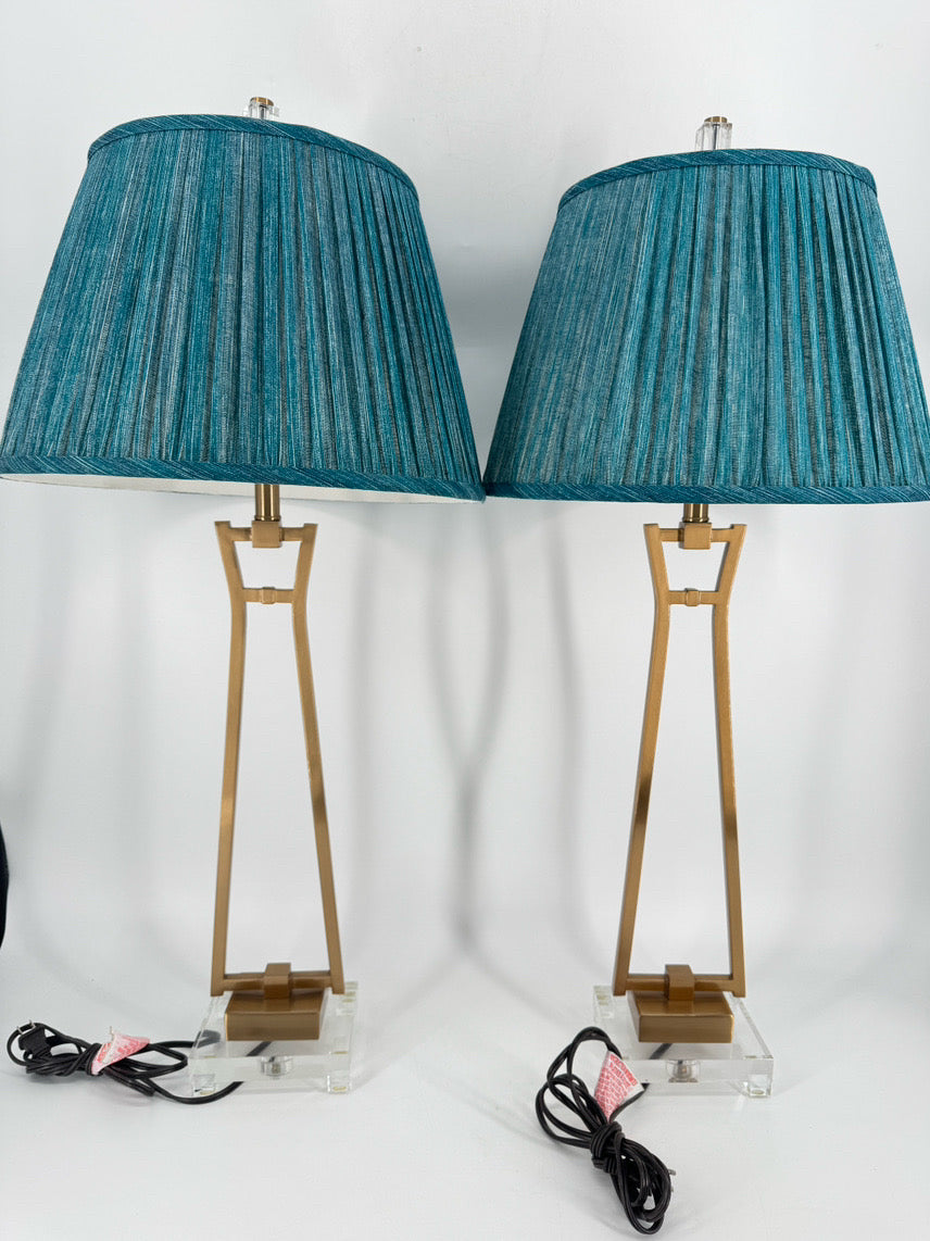 UTTERMOST Brass & Lucite Pair of Lamps