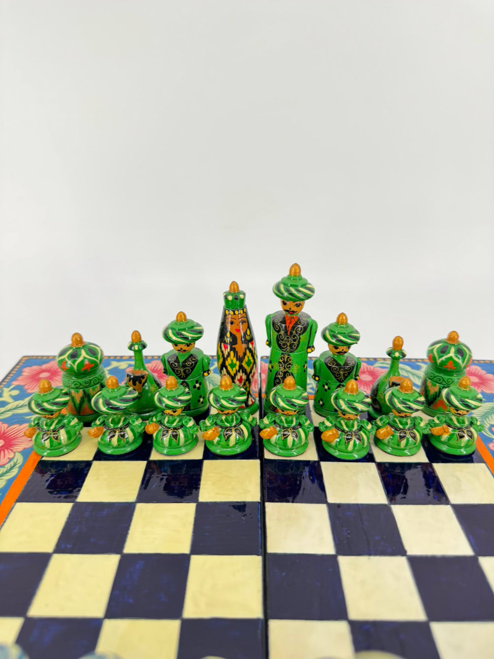 Handpainted Wood Folding Chess Board