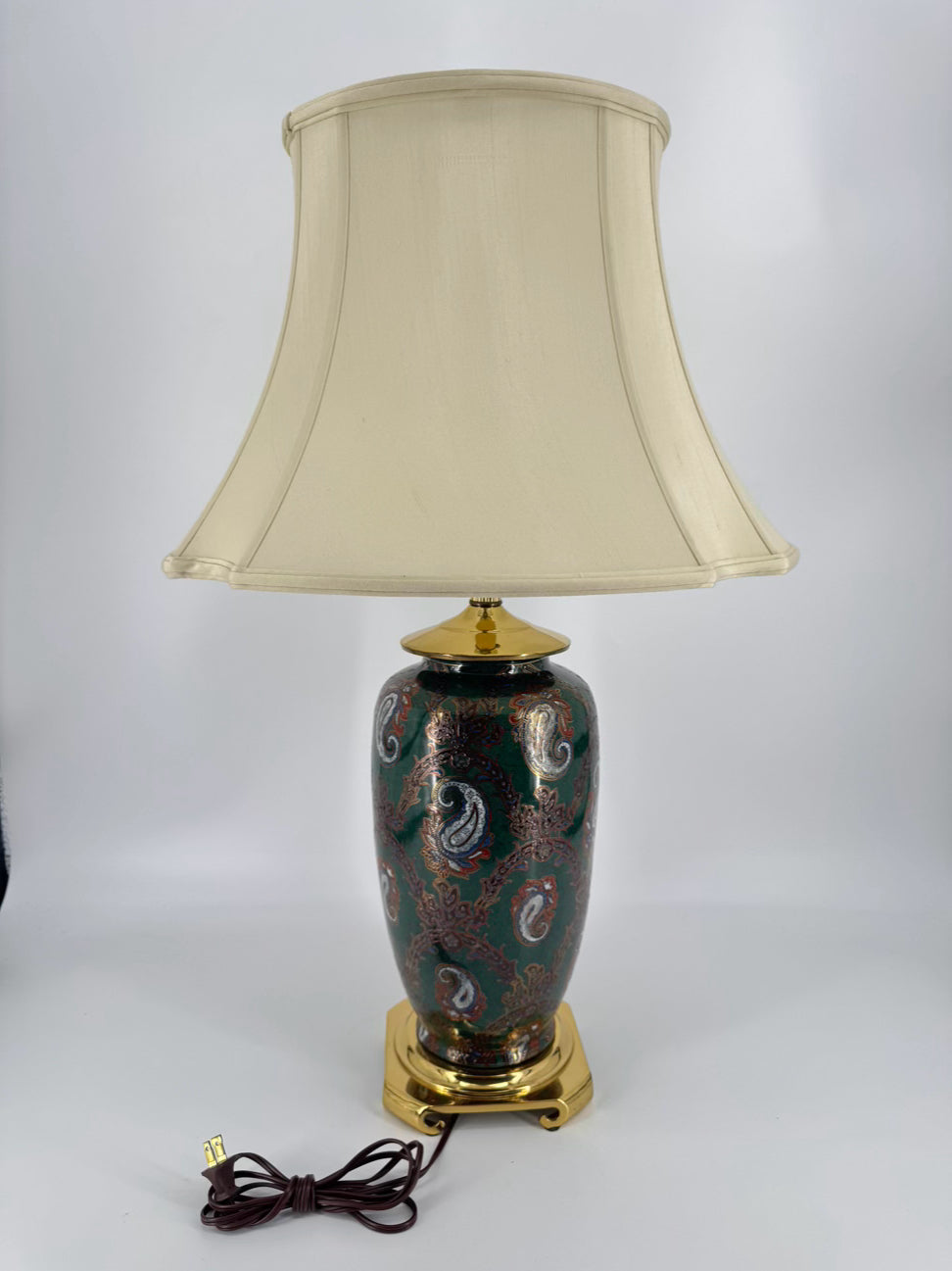 Green Paisley Porcelain Brass Base Lamp