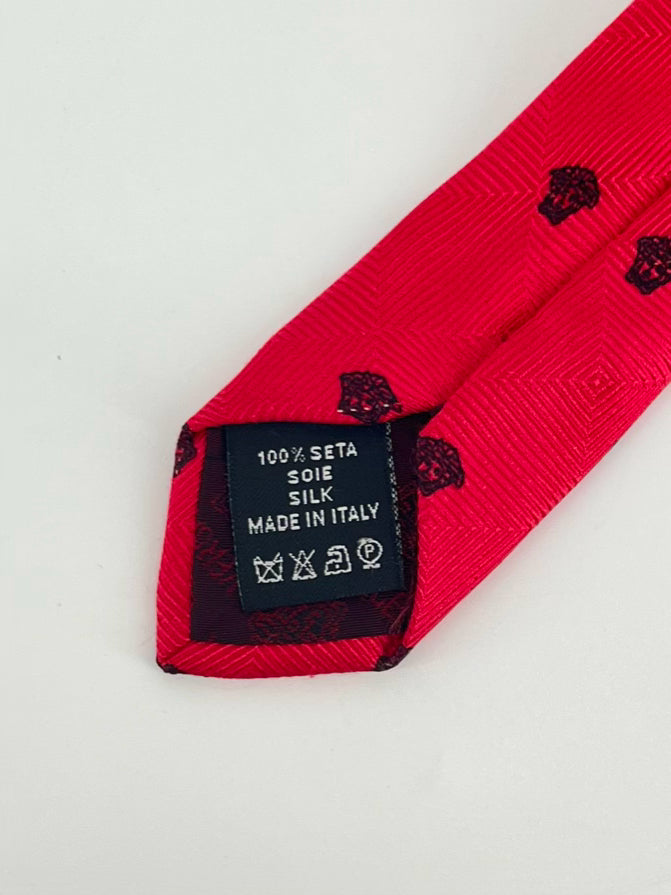 VERSACE Red & Black Medusa Head Silk Tie