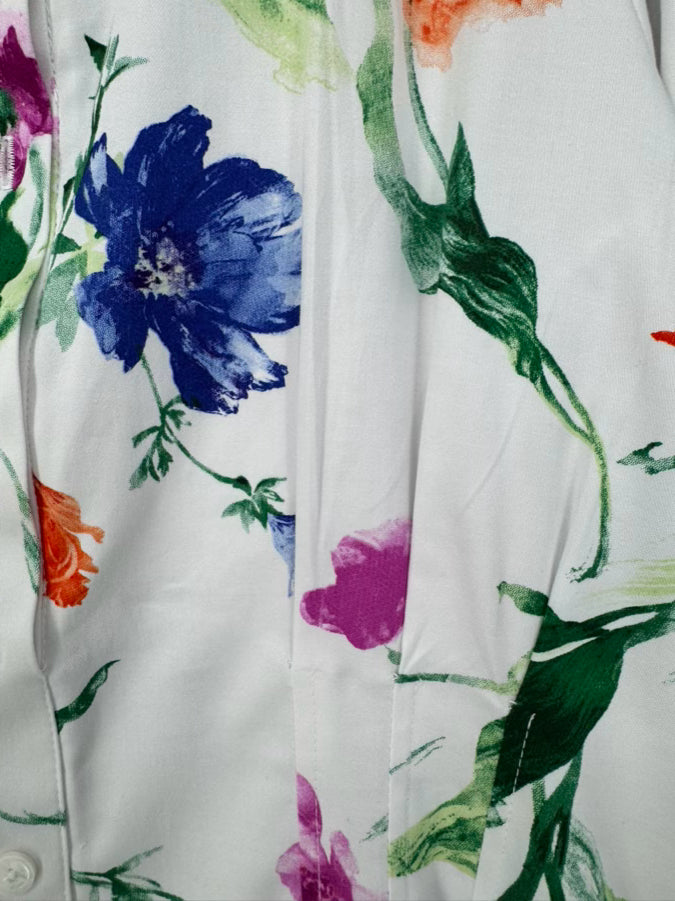 SCAPA Size M White & Multi-Color Floral Dress