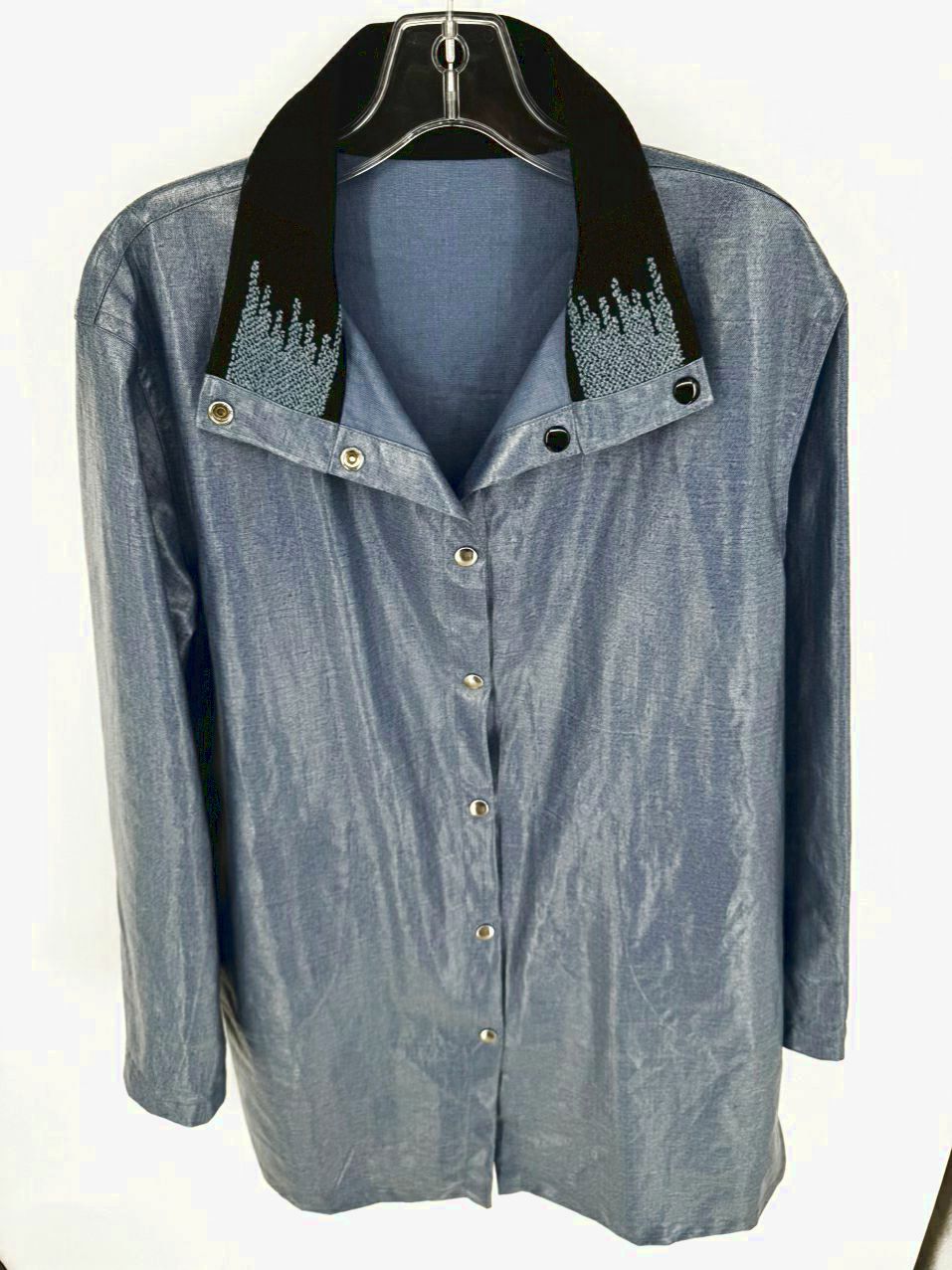 ROXY WELLS TYLER WELLS Size S Blue Reversible Linen Rain Jacket