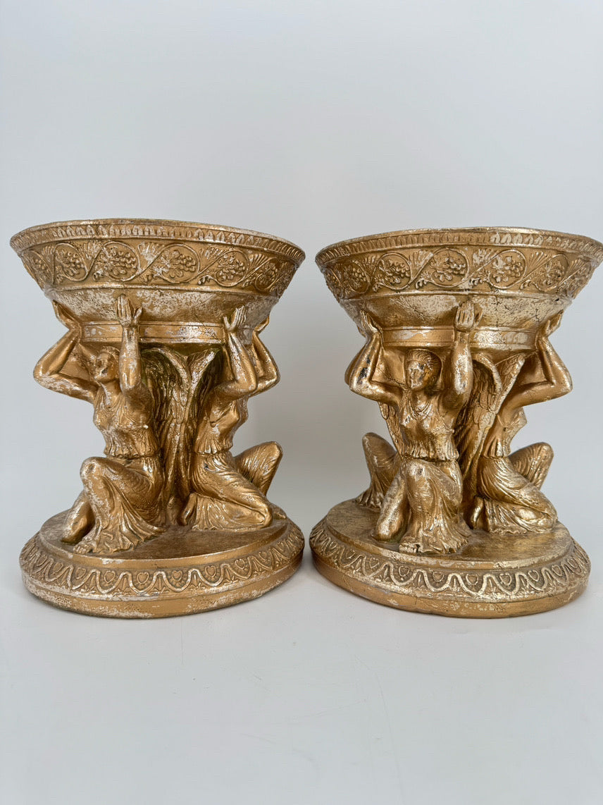 Gold Greek Figures Pair of Centerpieces