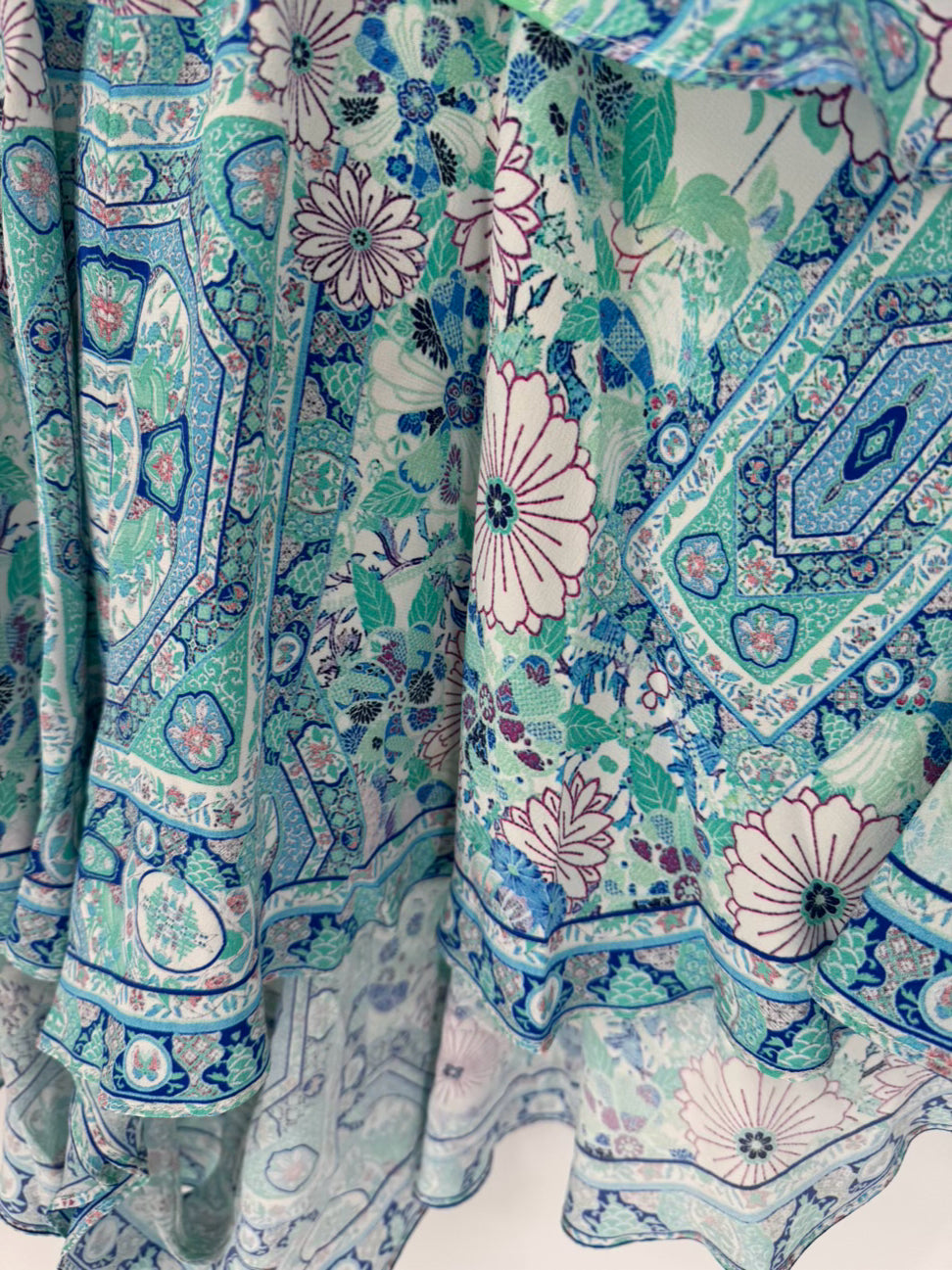 CAMILLA Size L Teal Floral Jeweled Silk Romper