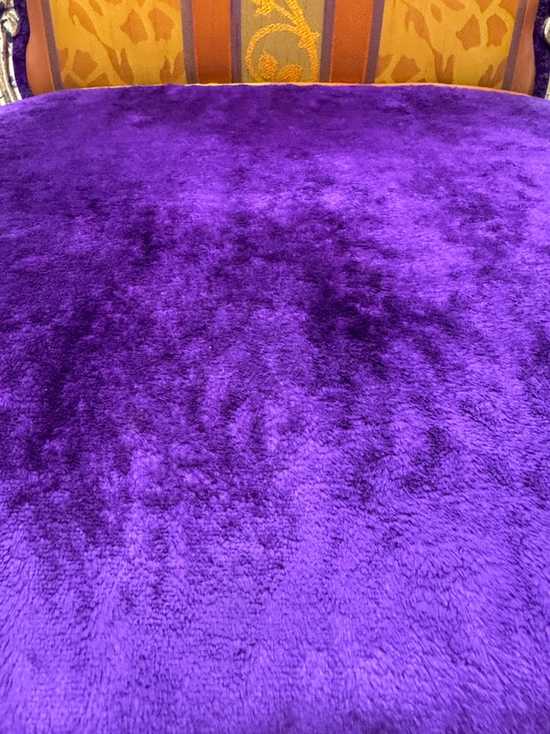 Purple & Orange Upholstered Gold Wood Louis XVI Chair