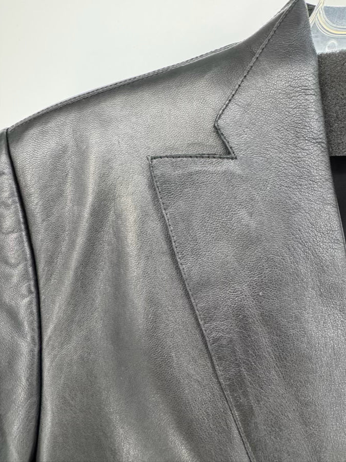 ARMANI COLLEZIONI Size 44 Black Leather Jacket