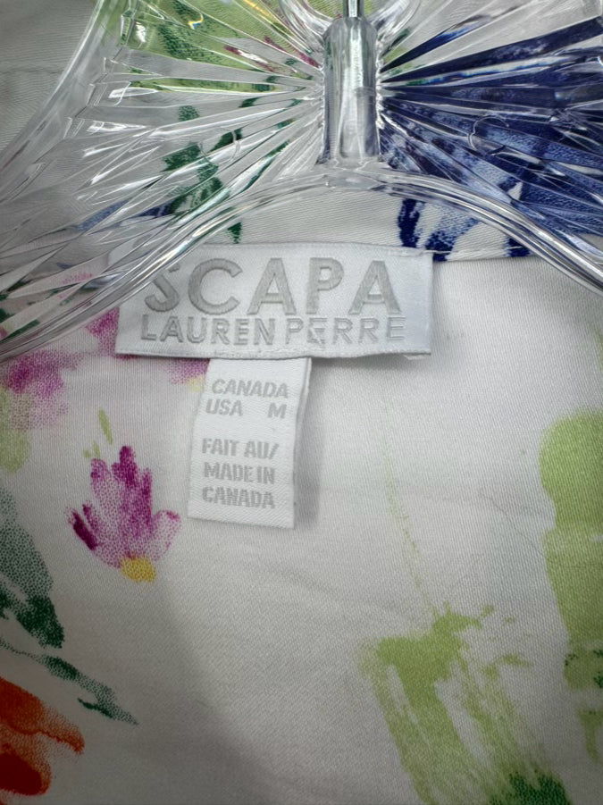 SCAPA Size M White & Multi-Color Floral Dress