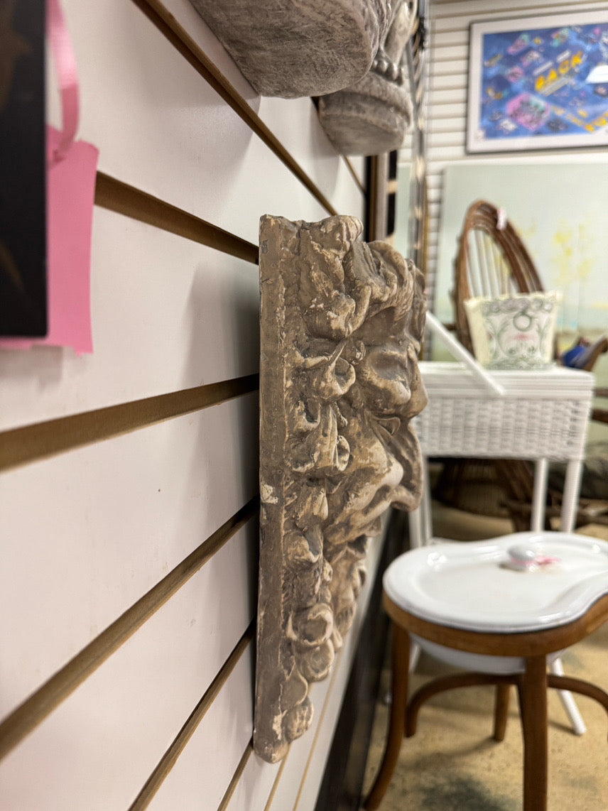Plaster Grinning Man Wall Hanging Statuary