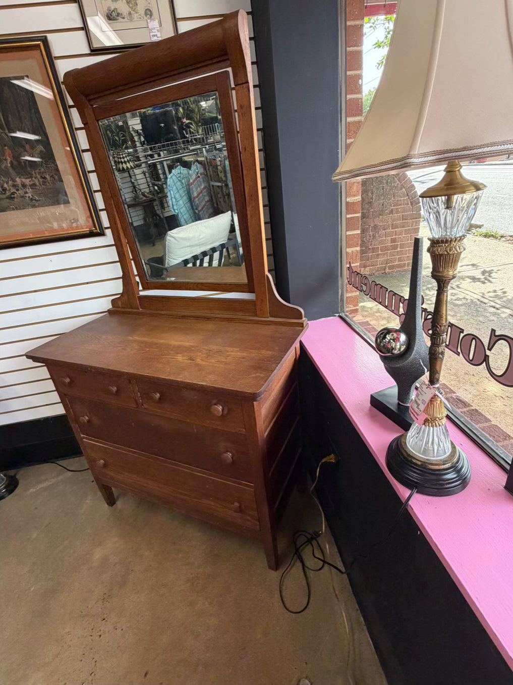 VINTAGE Light Oak Dresser w/ Mirror