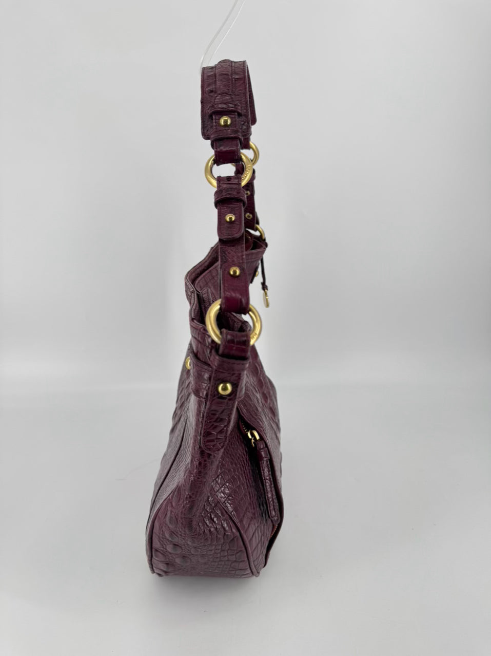 BRAHMIN Merlot Embossed Croc Leather Purse