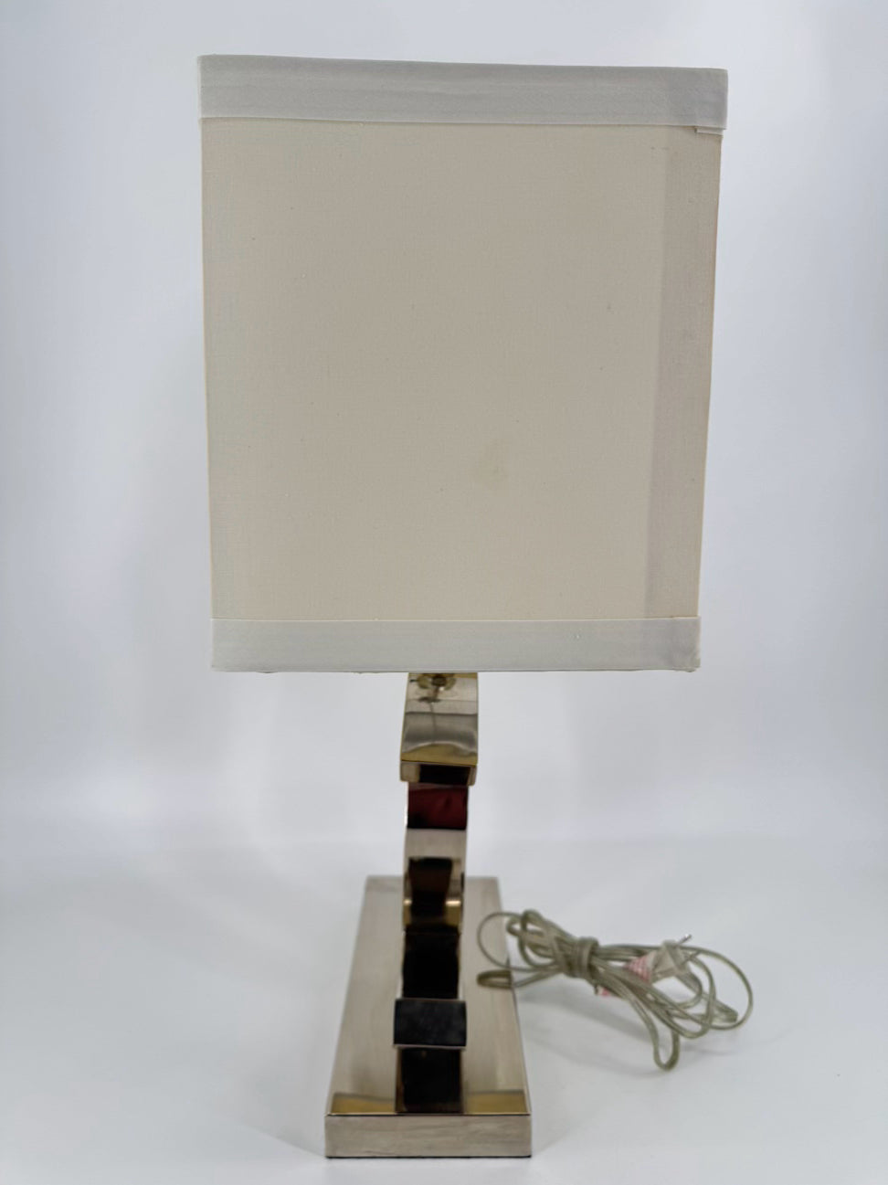 Silver Metal Interlocking CC Lamp