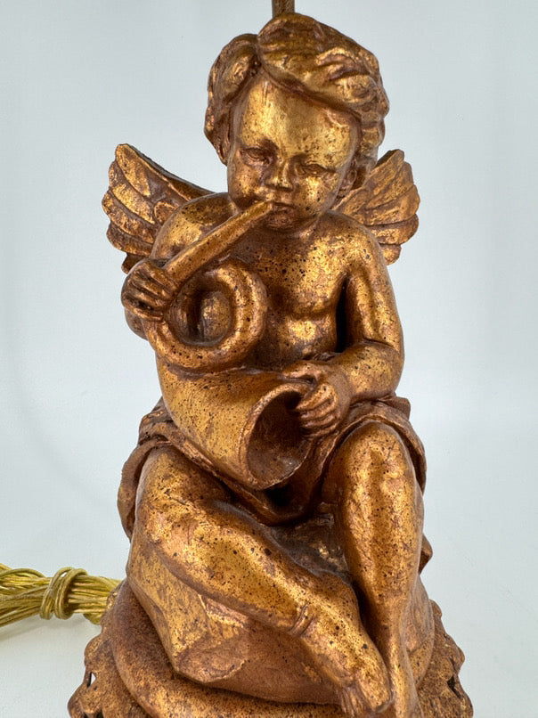 Gold Resin Angel Lamp w/ Chelsea House Shade