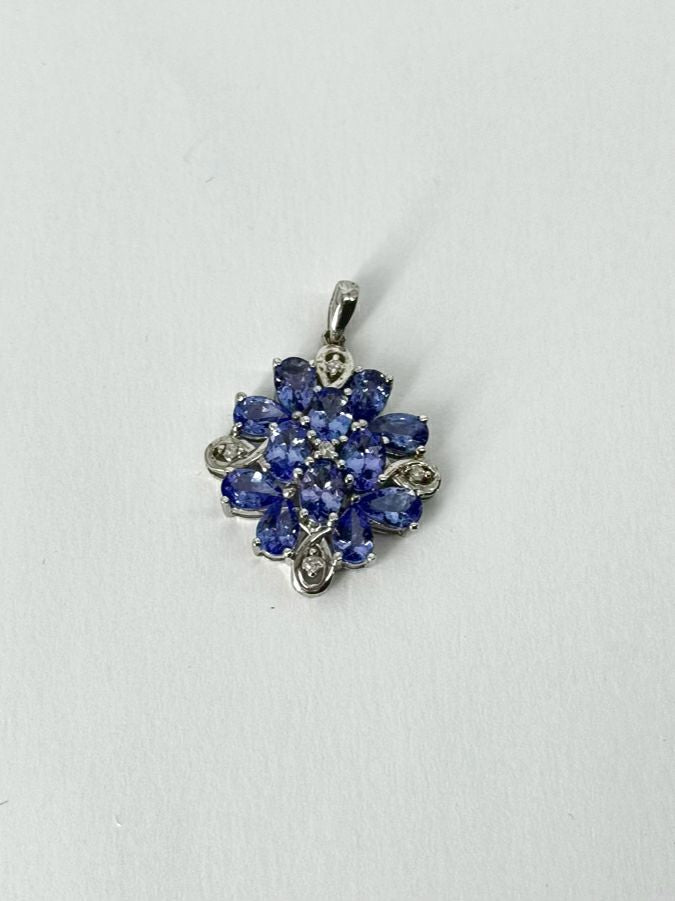 STERLING SILVER Amethyst & Diamond Pendant