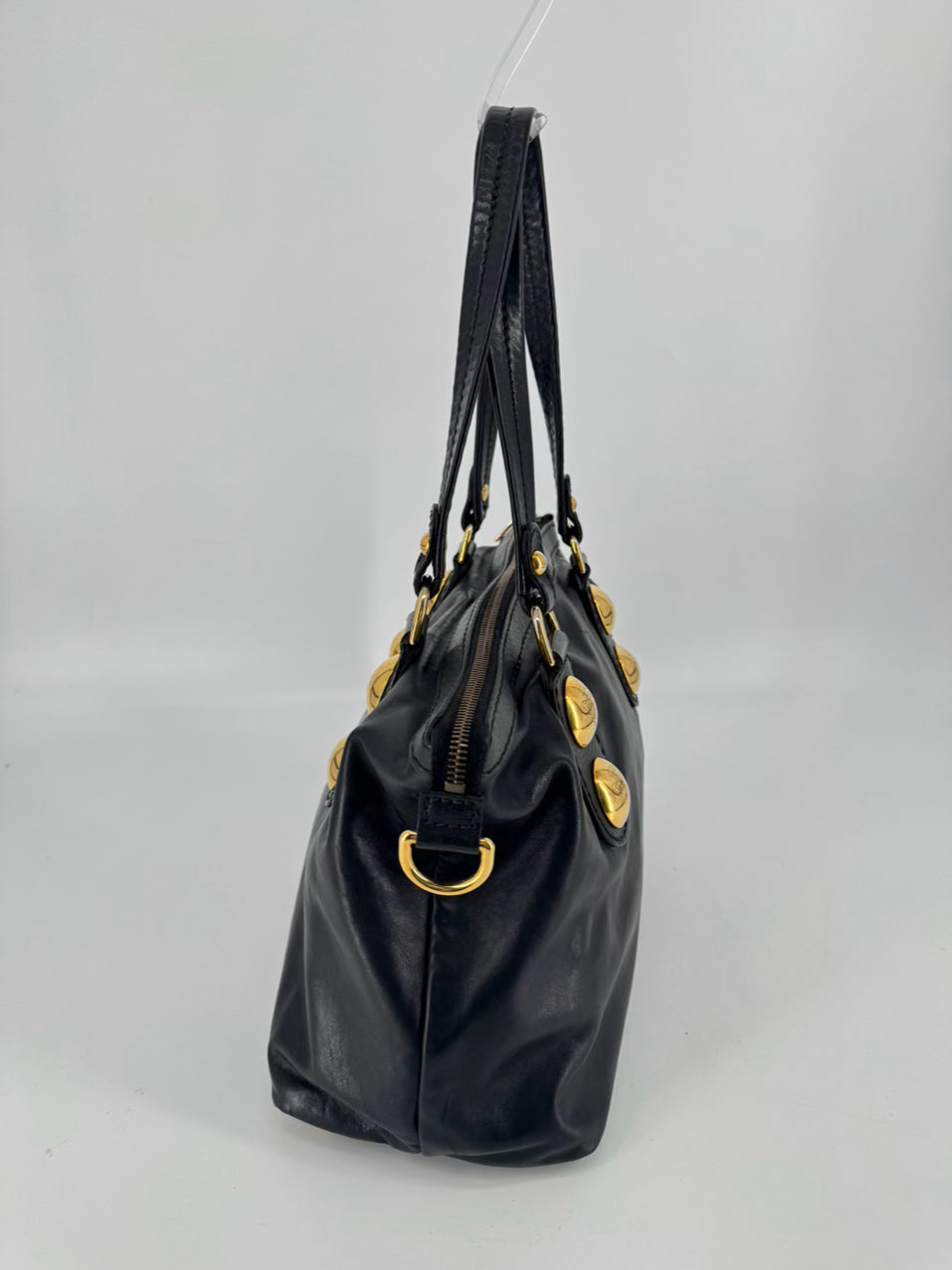 GUCCI Black Leather Purse w/ Gold Tone Details
