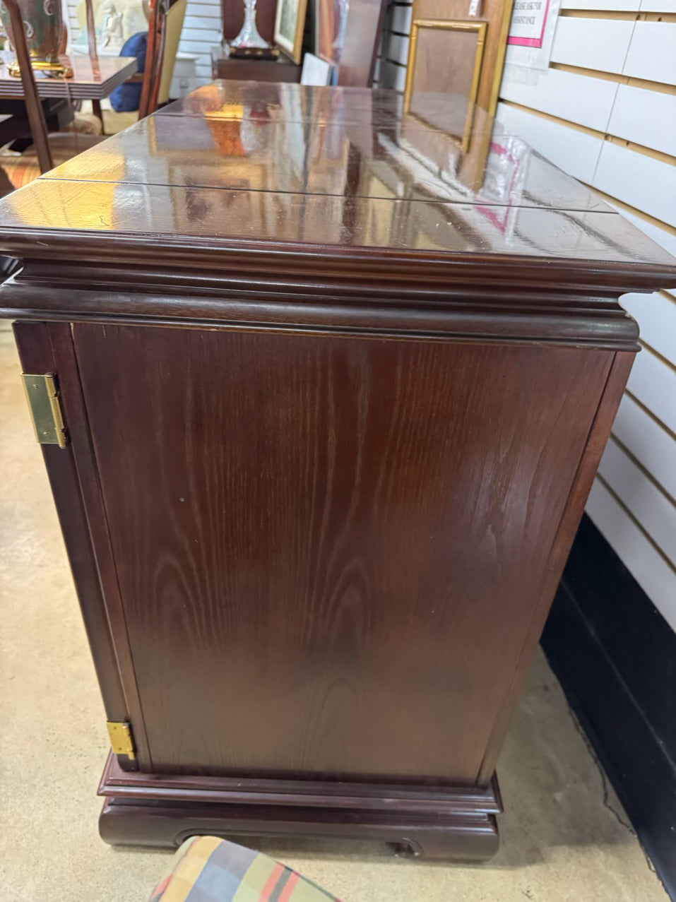 Two-Tone Wood Carved Server w/ Foldout Top