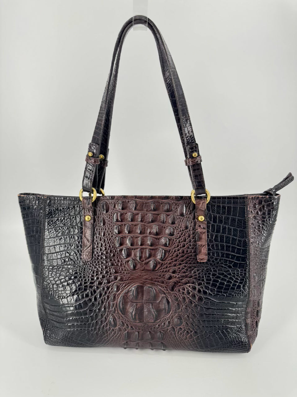 BRAHMIN Chocolate Embossed Leather Purse