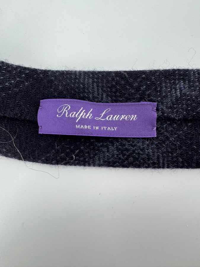 RALPH LAUREN PURPLE LABEL Navy Plaid Camel Hair Tie NWT
