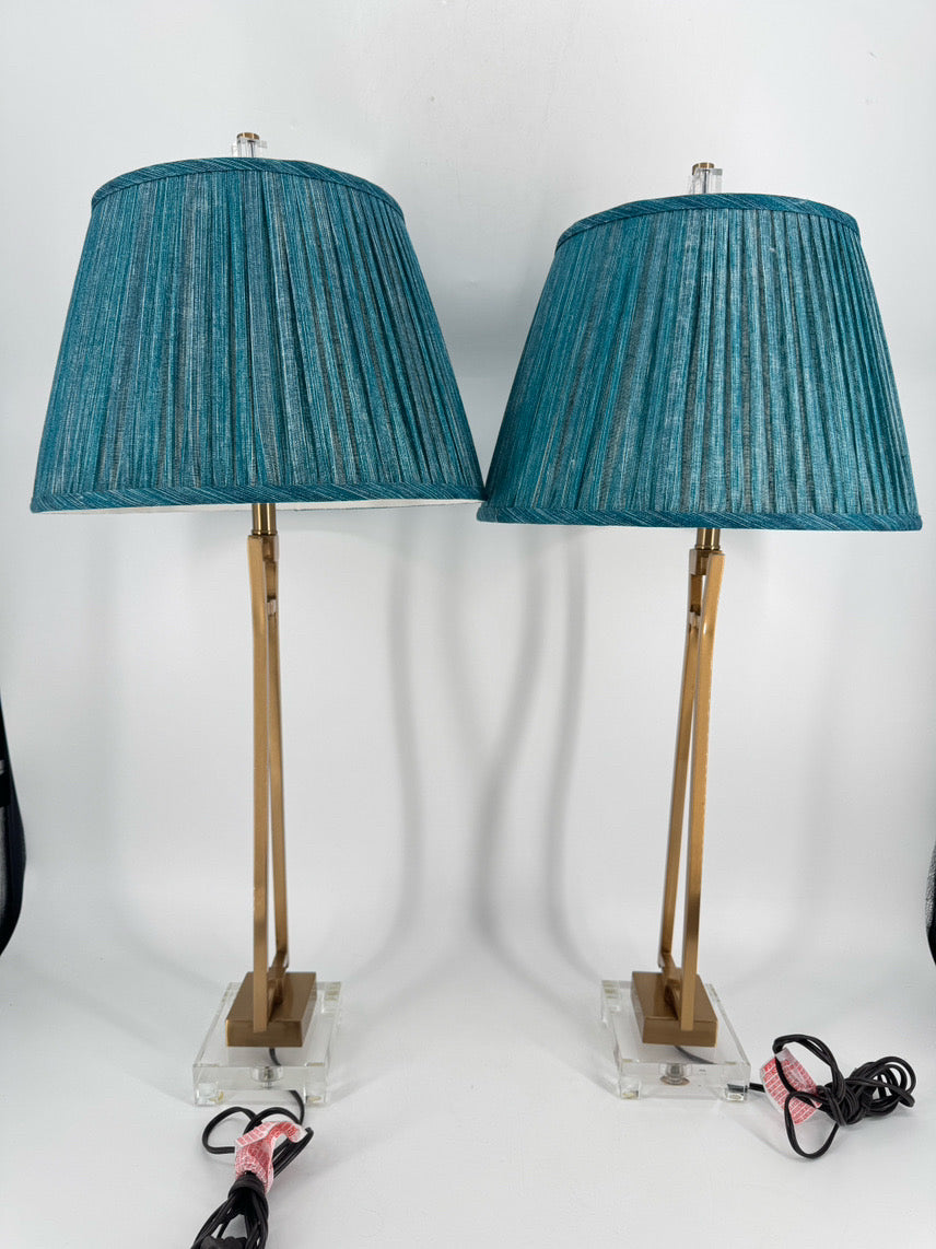 UTTERMOST Brass & Lucite Pair of Lamps