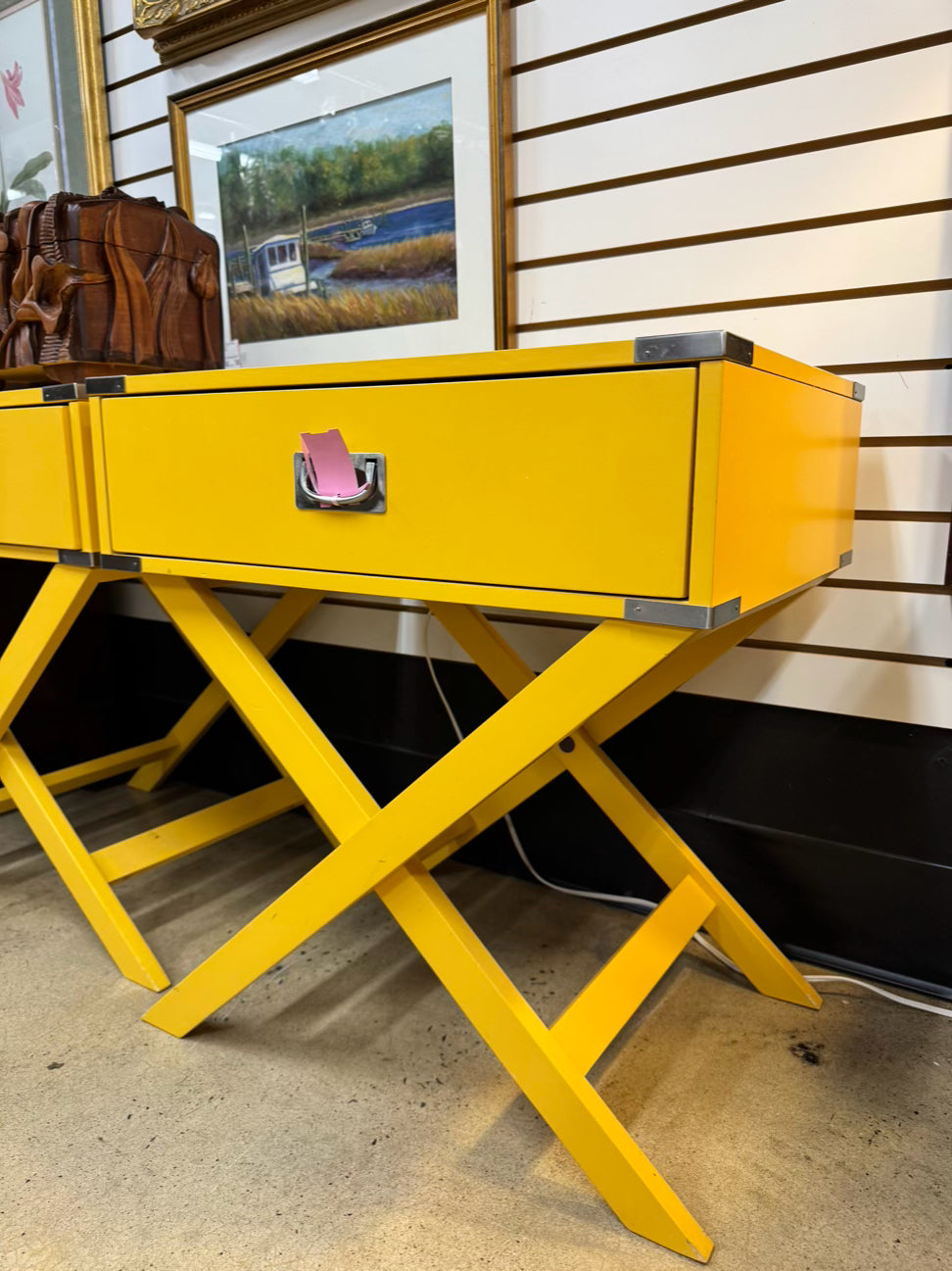 Yellow Wood End Table