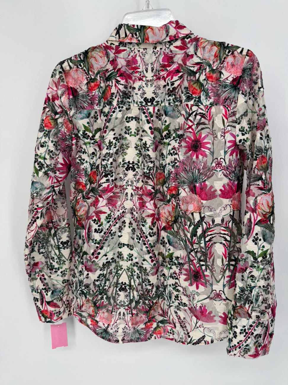 ECRU Size S Beige & Magenta Floral Blouse NWT